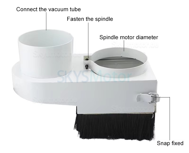 65 mm/80 mm/100 mm/120 mm CNC Spindel Staubhaube Absaughaube Staubabscheider